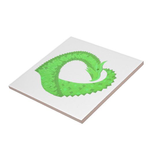 Carreau Dragon de coeur vert citron blanc (Côté)