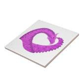 Carreau Dragon de coeur violet clair sur blanc (Côté)