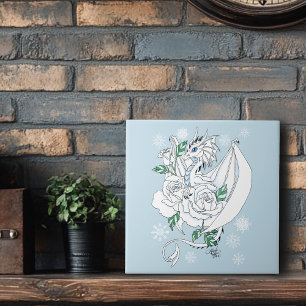 Carreau Dragon de glace élégant blanc Roses bleues Fantais