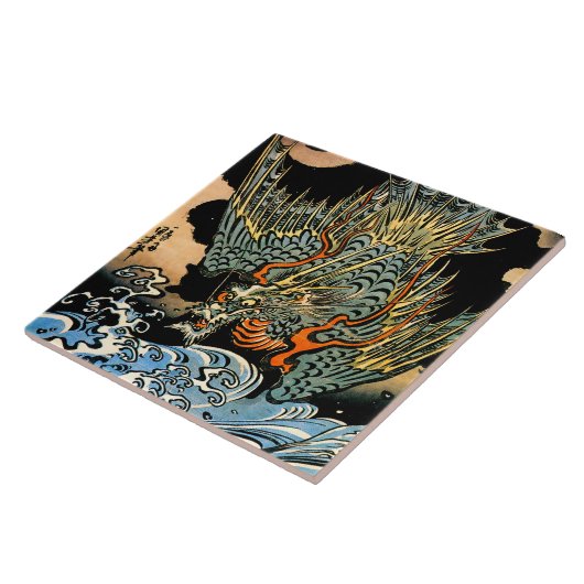 Carreau Dragon et vagues I (Côté)