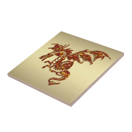 Carreau Dragon flamboyant sur l'or (Côté)