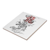 Carreau Dragon japonais traditionnel avec le kanji (Côté)