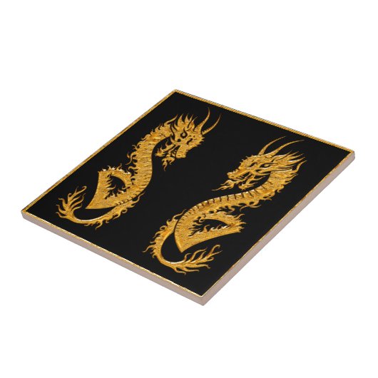 Carreau Dragon oriental d'or 02 (Côté)