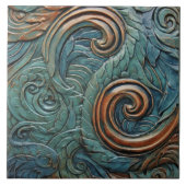 Carreau Dragon Scales Victorian Green Motifs bio (Devant)