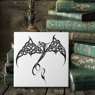 Carreau Dragon Tribal Celtique Entrelacs Noir Blanc Fantas