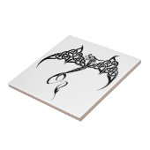 Carreau Dragon Tribal Celtique Entrelacs Noir Blanc Fantas (Côté)