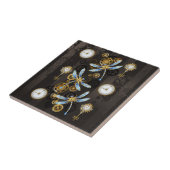 Carreau Dragonflies de Steampunk sur arrière - plan rayé b (Côté)