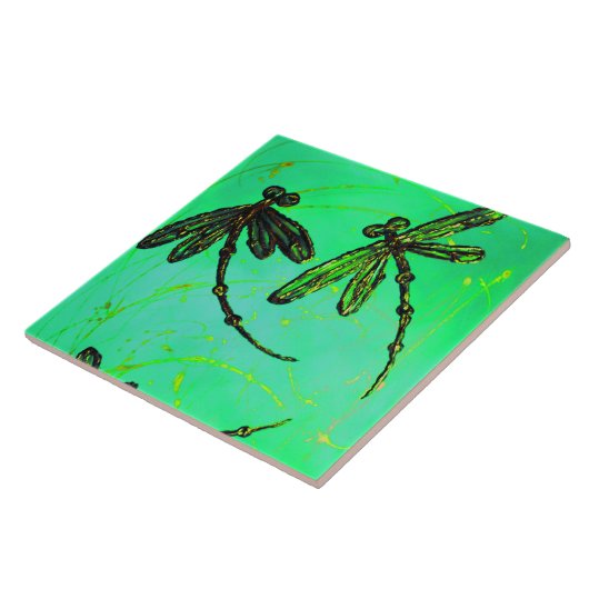 Carreau Dragonflies Superbe Vert & Turquoise Twist (Côté)