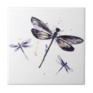 Carreau dragonfly délicat motif floral tuiles