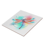 Carreau Dragonfly rouge sur l'arrière - plan aquarelle (Côté)