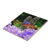 Carreau Dragonfly rouge sur Violet Violet Fleurs (Côté)