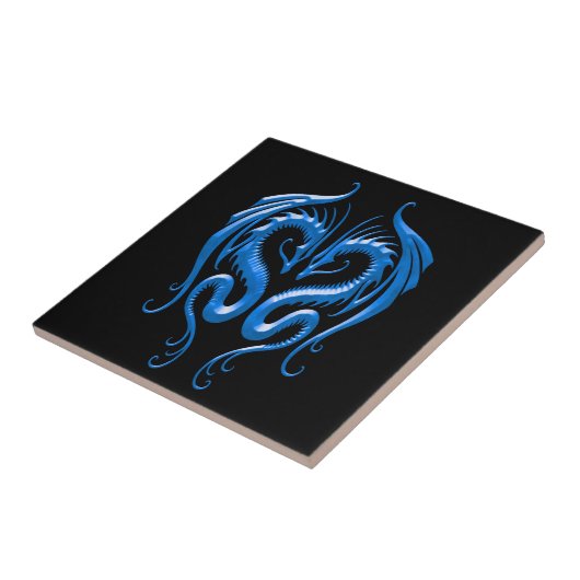 Carreau Dragons, bleu et noir de fer (Côté)