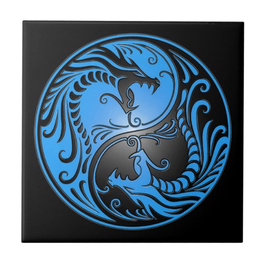 Carreau Dragons, bleu et noir de Yin Yang (Devant)