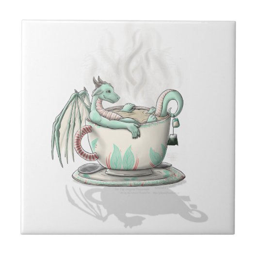 Carreau Dragons de tasse de thé : Menthe poivrée (claire) (Devant)