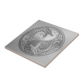 Carreau Dragons de Yin Yang, acier inoxydable (Côté)