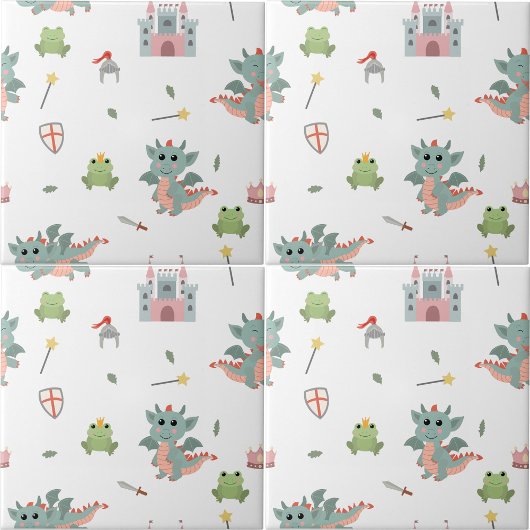 Carreau Dragons Knights Fairytale Médiéval Castle Nursery