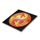 Carreau Dragons, rouge et jaune de Yin Yang (Côté)