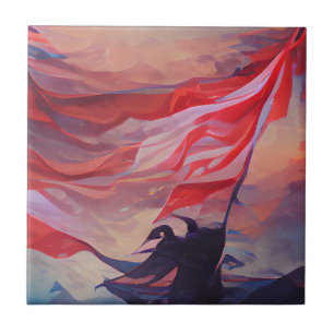 Carreau Drapeau américain brandissant le 4 Juillet Memoria