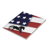 Carreau Drapeau américain patriotique et cheval Silhouette (Côté)