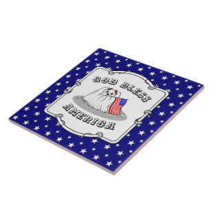 Carreau Drapeau américain patriotique USA Chien maltais -
