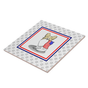 Carreau Drapeau américain patriotique USA Papillon (citron