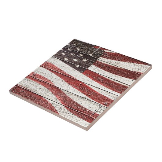 Carreau Drapeau américain peint sur une texture rustique e (Côté)