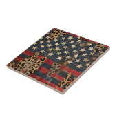 Carreau Drapeau américain rustique imprimé léopard (3) (Côté)