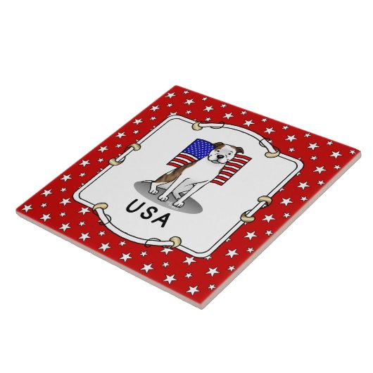 Carreau Drapeau américain Taureau (lb brindle blanc 3) (Côté)