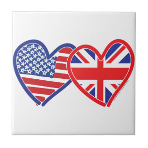 Carreau Drapeau américain Union Jack Cœurs