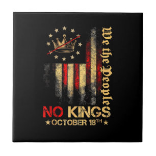 Carreau Drapeau américain vintage No Kings America 1776 18
