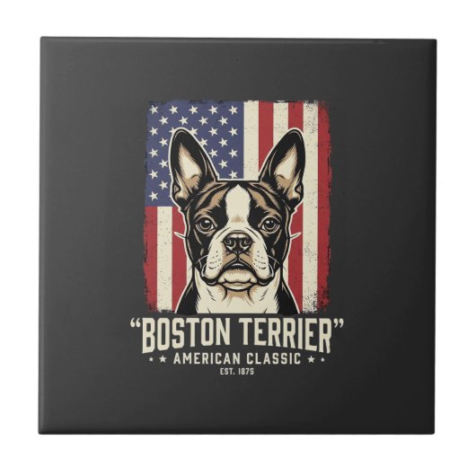 Carreau Drapeau Classique Américain Boston Terrier (Devant)