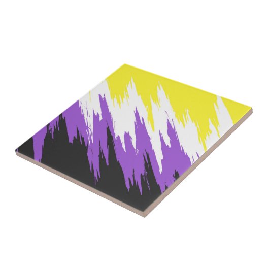 Carreau Drapeau de fierté non binaire funky grunge zigzag  (Côté)