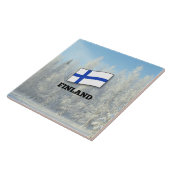 Carreau Drapeau de la Finlande, paysage de neige, (Côté)