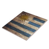 Carreau Drapeau de l'Uruguay sur le vieux grain en bois (Côté)