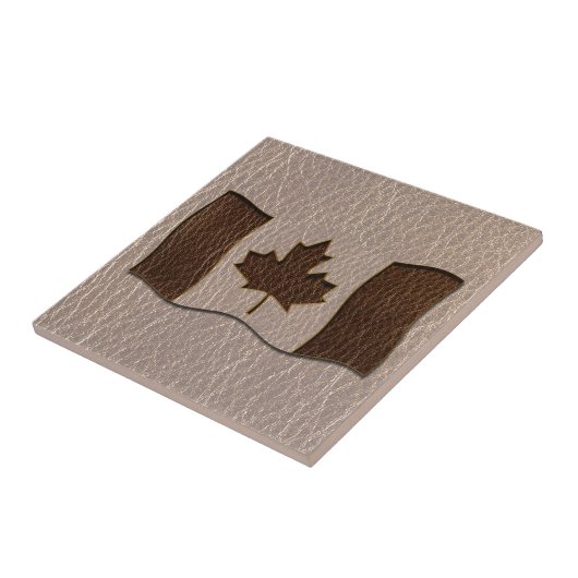 Carreau Drapeau du Canada en cuir doux (Côté)