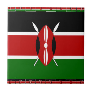 Carreau Drapeau du Kenya : avec cadre de drapeau miniature
