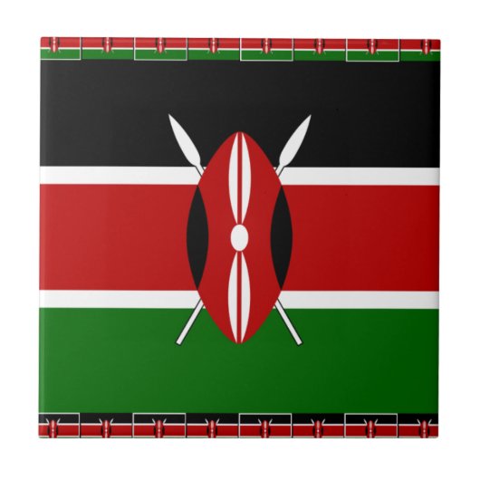 Carreau Drapeau du Kenya : avec cadre de drapeau miniature (Devant)