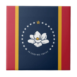 Carreau Drapeau du Mississippi - Nouveau drapeau Magnolia