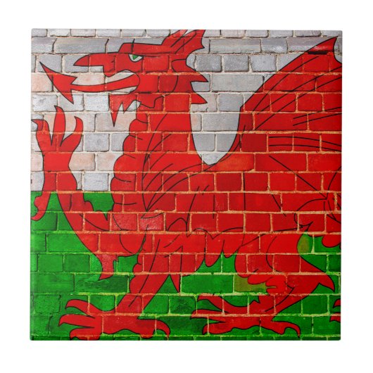 Carreau Drapeau du Pays de Galles sur un mur de briques (Devant)