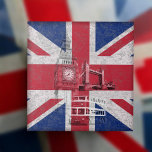 Carreau Drapeau et symboles de la Grande-Bretagne ID154<br><div class="desc">Ce design patriotique est orné du drapeau de la Grande-Bretagne qui recouvre des images de Big Ben,  du London Bridge,  et d'un trolley à deux étages...  le tout avec un effet moderne et en détresse.</div>