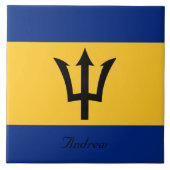 Carreau Drapeau fait sur commande des Barbade Trident de (Devant)