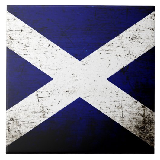 Carreau Drapeau grunge noir de l'Ecosse (Devant)