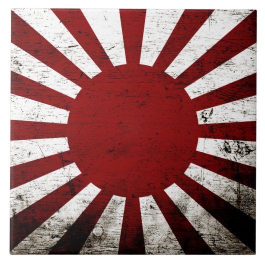Carreau Drapeau grunge noir du Japon Soleil Levant (Devant)