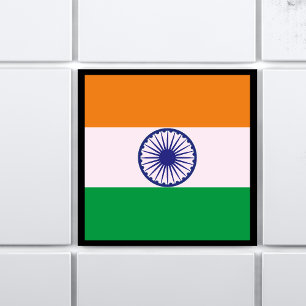 Carreau Drapeau indien Tricolor "Tiranga" avec frontière