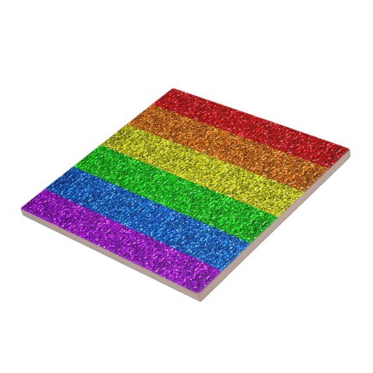 Carreau Drapeau LGBT vibrante parties scintillant arc-en-c (Côté)