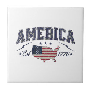 Carreau Drapeau patriotique américain USA Est 1776 4 juill