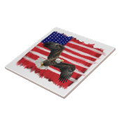Carreau Drapeau peint d'art folklorique et aigle (Côté)