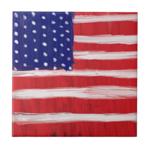 Carreau Drapeau peint d'art populaire