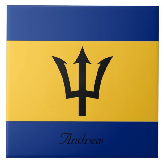 Carreau Drapeau personnalisé de la Barbade Trident de Nept (Devant)