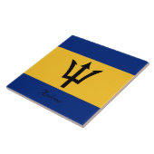 Carreau Drapeau personnalisé de la Barbade Trident de Nept (Côté)